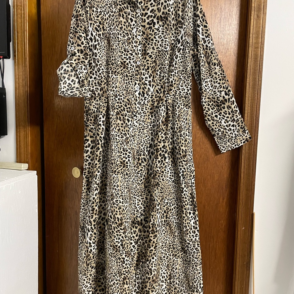 Leopard Print Button-Up Dress - Picture 6 of 7